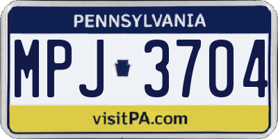 PA license plate MPJ3704