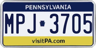 PA license plate MPJ3705
