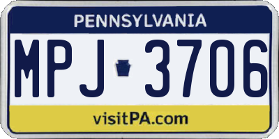 PA license plate MPJ3706