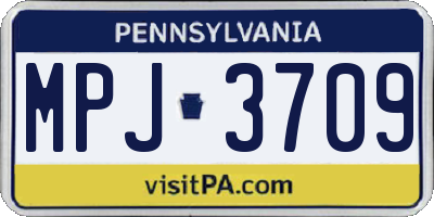 PA license plate MPJ3709