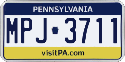 PA license plate MPJ3711