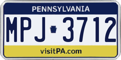 PA license plate MPJ3712
