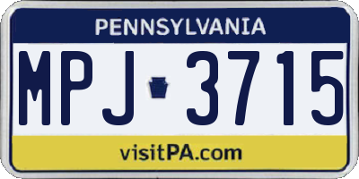 PA license plate MPJ3715