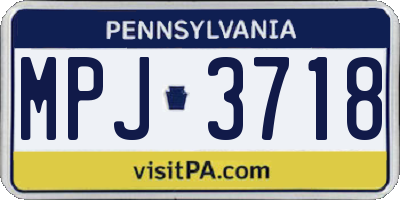 PA license plate MPJ3718