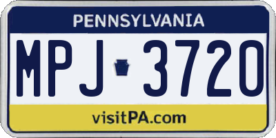 PA license plate MPJ3720