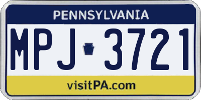 PA license plate MPJ3721