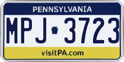 PA license plate MPJ3723