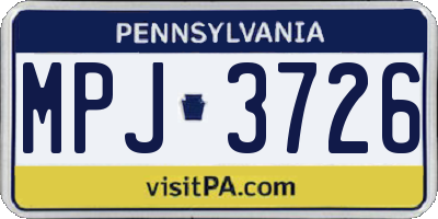 PA license plate MPJ3726
