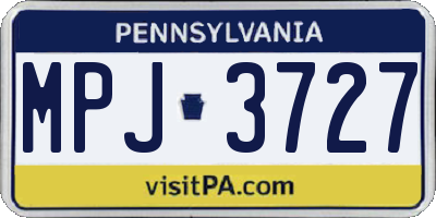 PA license plate MPJ3727