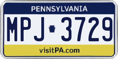 PA license plate MPJ3729
