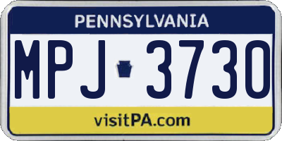 PA license plate MPJ3730