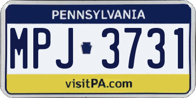 PA license plate MPJ3731