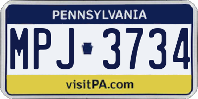 PA license plate MPJ3734