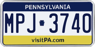 PA license plate MPJ3740