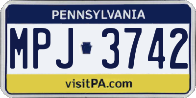 PA license plate MPJ3742