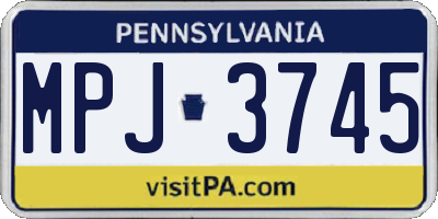 PA license plate MPJ3745