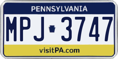 PA license plate MPJ3747