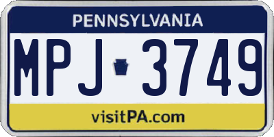 PA license plate MPJ3749