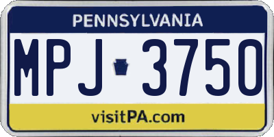 PA license plate MPJ3750