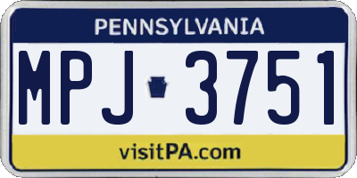 PA license plate MPJ3751