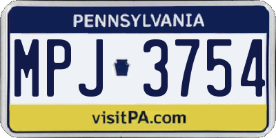 PA license plate MPJ3754