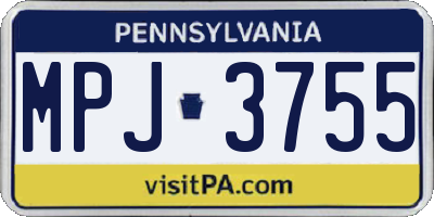 PA license plate MPJ3755