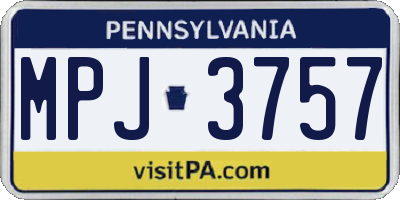 PA license plate MPJ3757
