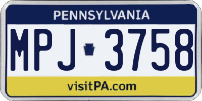 PA license plate MPJ3758