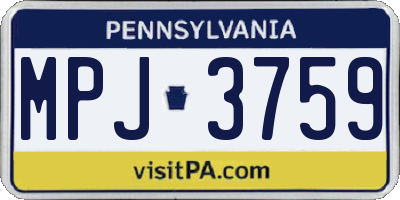 PA license plate MPJ3759