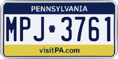 PA license plate MPJ3761