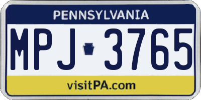 PA license plate MPJ3765