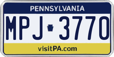 PA license plate MPJ3770