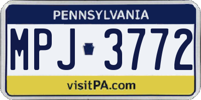 PA license plate MPJ3772