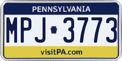 PA license plate MPJ3773