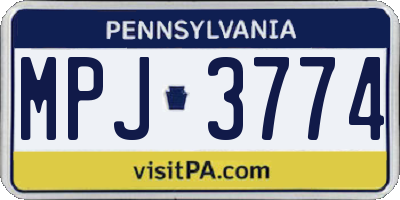 PA license plate MPJ3774