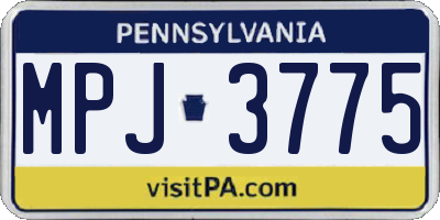 PA license plate MPJ3775