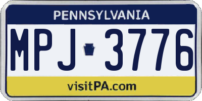 PA license plate MPJ3776