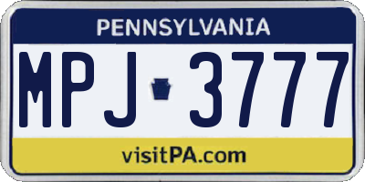 PA license plate MPJ3777