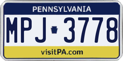 PA license plate MPJ3778