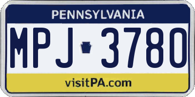 PA license plate MPJ3780