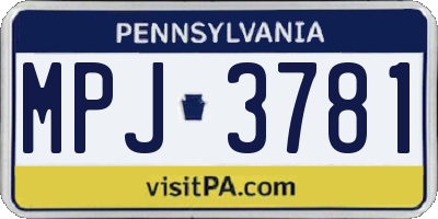 PA license plate MPJ3781