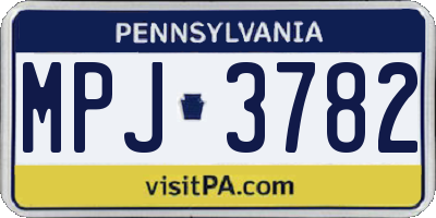 PA license plate MPJ3782