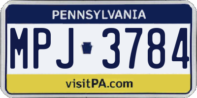PA license plate MPJ3784