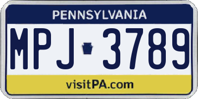 PA license plate MPJ3789
