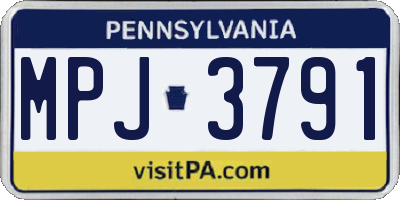 PA license plate MPJ3791