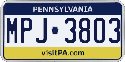 PA license plate MPJ3803