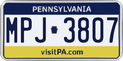 PA license plate MPJ3807