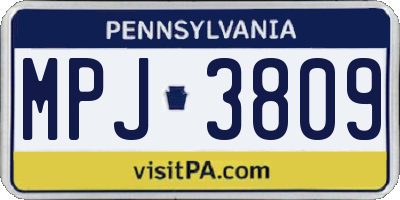 PA license plate MPJ3809