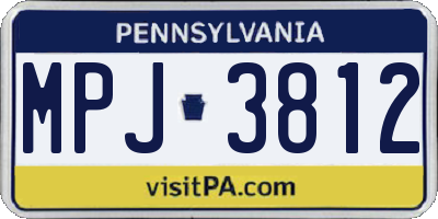 PA license plate MPJ3812