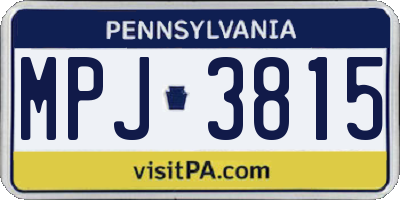 PA license plate MPJ3815